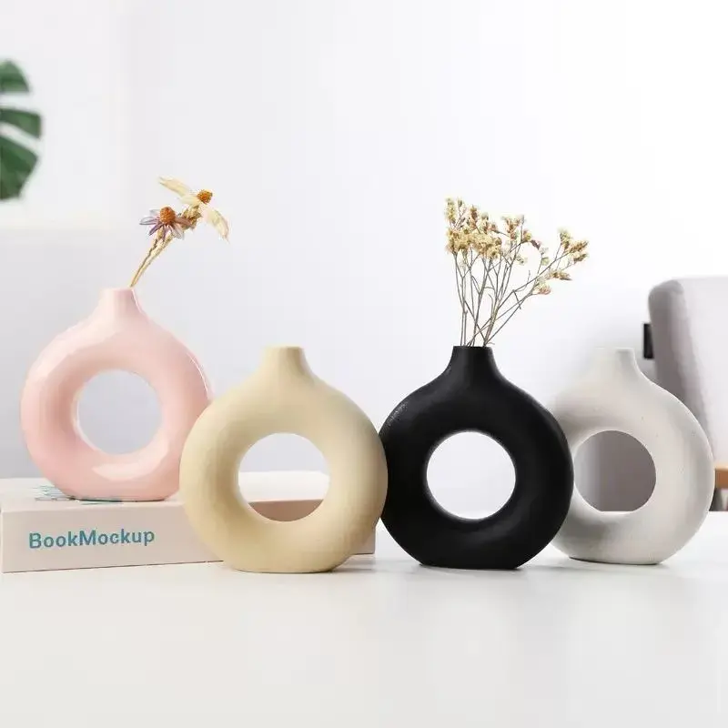 Artistic Round Circle Vase Ceramic Ins-Style